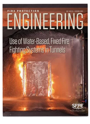 Fire protection engineering use of water based fixed fire fighting systems in tunnels.